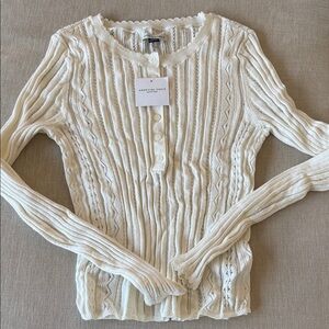 American Eagle Outfitters Cream Sweater
